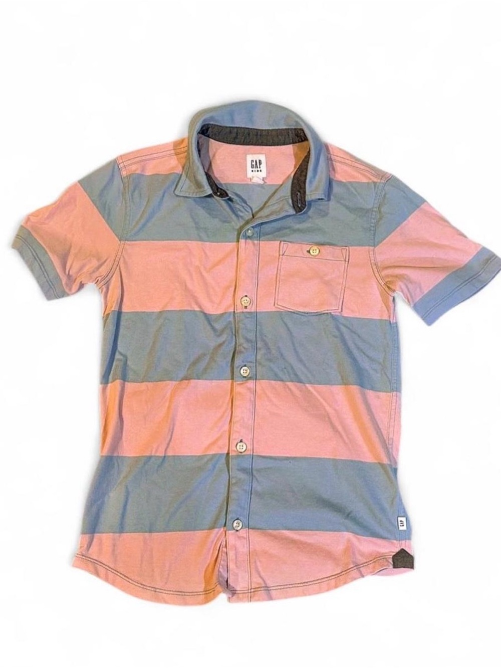 Dreamy Cotton Candy Color GAP Kids Short Sleeve Polo in Pink and Blue Stripes